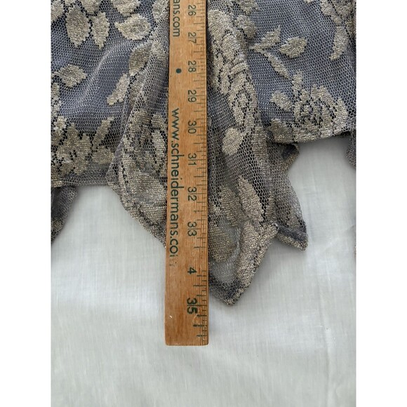 Y2K Lace Midi Dress Sz 6 Gray Gold Metallic Whimsigoth Fairy Grunge Babydoll * - Picture 12 of 16